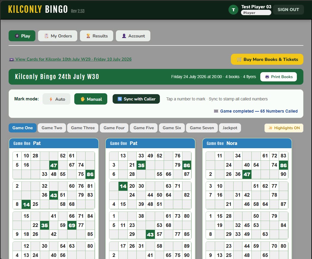 Player Portal — buy books, play live, view results